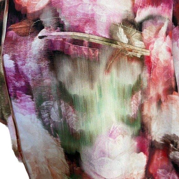 NYDJ Not Your Daughters Jeans Pink Moody Floral Watercolor Blouse Petite L - Picture 7 of 14